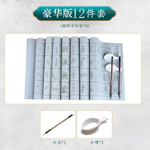 문방사우 붓먹세트 서예도구 수필천 세트 초심자 연습 붓 모본 서예 백지 만회수필 사보, 5. 고급 물필포 12종 세트 붓 82개 물그릇 2개