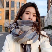 언니닷컴 러블리 체크 목도리 2color 여성 머플러 가을 털 겨울 니트 체크 울 캐시미어