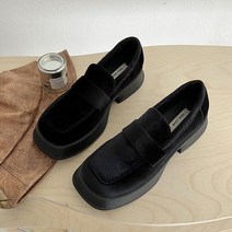 키높이 슬립온 통굽 발편한 신발캐주얼 여성 스니커즈여성 스타일 스퀘어 토 플랫나막신 플랫폼얕은 입 로퍼 2