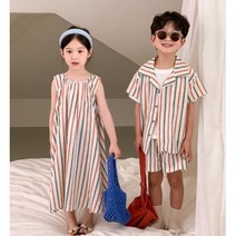 더쭈야 아동 원피스 상하복 아기 둥이룩 여름상하복 여름원피스 셔츠 반바지 등원 남매룩 커플