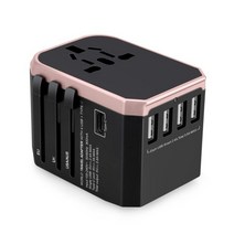 위레버 5포트 5.6A USB 해외 여행용 멀티 플러그 어댑터, 5포트-로즈골드