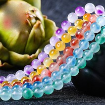 연화 천연 백옥 컬러 6종 원석재료 8mm 61012mm 1줄, 노랑연두