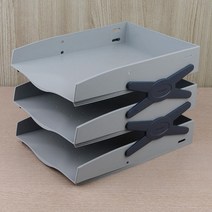 오픈형 서류트레이 데스크정리용품 문서수납함 원서접수 용지함 기숙사 공용사무실, 3단 쿨그레이