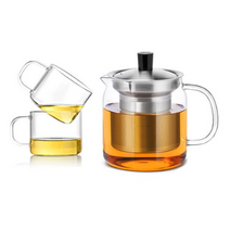 사마글라스 내열유리 스테인레스 필터 티포트 S045 + 찻잔 세트, 4세트, 티포트 700ml + 찻잔 150ml x 2p