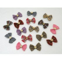 문구랑만들기랑 완성리본 꼬마리본 미니리본 장식리본 장식타이 인형리본 18종, 1봉, 장식타이체크단추324 혼합색