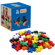 PLUS 빅 오픈 플레이 세트 100피스 기본 색상 혼합 건설 빌딩 스템 장난감 및 미취학 아동을 위한 인터로킹 대형 퍼즐 블록, Basic Color Mix