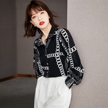 플라워 셔츠 여 가을 디자인 소소한 박시한 벌룬 소매 블라우스 상의