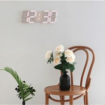 [채채상점]벽걸이디지털시계 전자 거실 무소음 벽시계 리모콘 알람시계 3D LED, 전원선 6m 교체(시계구매시 주문가능)