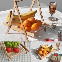 차박용 우드 채반 트레이 백팩킹테이블 바스켓 감성 캠핑 나무 선반 투웨이 폴더블쉘프 2단 쉘프