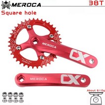 자전거 크랭크 크랭크암 자전거용품 자전거 크랭크 Chainwheel 104BCD MTB Crankset 알루미늄 합금 하단 17, Red 38T, 170mm, 1개