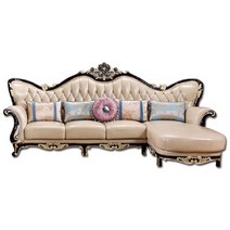 프리미엄 인테리어 럭셔리 유럽 가죽 소파간단한 스타일 거실 단단한 나무 긴 의자 조합, A