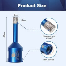 타일컷팅기 절단기 BRSCHNITT Dia6-125mm 구멍 톱 드릴 다이아몬드 비트 화강암 대리석 석재용 도자기 타일 크라운 드릴링 코어 1 개, 02 1pc 8mm M14