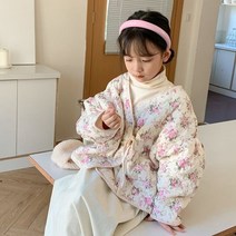 더쭈야 아동아우터 자켓 점퍼 유아 여아 가을자켓 자매 누빔 꽃 등원 간절기 데일리 나들이