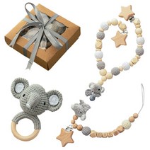 아기용품 사진 신생아 아기 수건 신생아 목욕 세트 선물 상자 양면 면화 담요 나무 딸랑이 브러시 팔찌 크