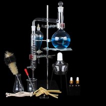 실험실 증류기 추출 정제 에센셜 오일 세트 화학 실험, 1000ml 표준 증류 장치 플라스틱 보관함