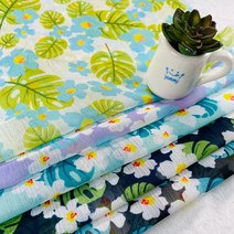 나염 폴리원단 플라워패턴 원피스원단 의류원단 소품만들기 파스텔원단 패브릭원단 홈패브릭 5종, 요루, 민트