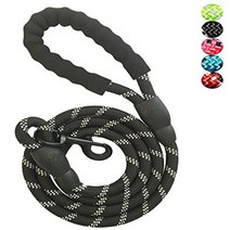 YSNJXL 5 FT Strong Dog Leash for Medium Large Dogs Heavy Duty Rope with Reflective Threads Padded Ha, 1, Black