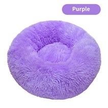 개 애완 동물 침대 개집 라운드 고양이 겨울 따뜻한 개집 침낭 긴 봉제 슈퍼 부드러운 애완 동물 침대 강아지 쿠션 매트 고양이 용품, 보라색, 40cm
