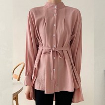 유행의미아 언발란스 허리 리본 롱블라우스(o49308)