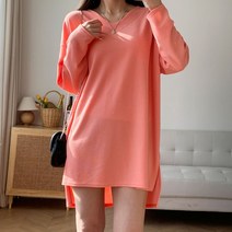 여자 청순한 브이넥 엑스 언발란스 무지 미니원피스