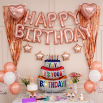 파티프렌즈 생일 파티 용품 12종 세트, 로즈골드A(손펌프)