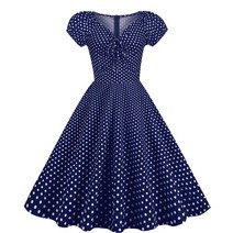 라라랜드원피스 땡땡이 엄마단색원피스 물방울 햅번 V넥 복고풍의상 H96