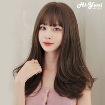 하이유니 여자 레이어드 C컬 펌 통가발 가발 56cm + 가발망 거치대 세트, 챠콜블랙 /56cm