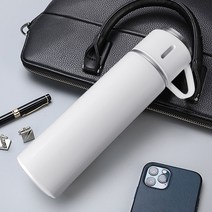 304 이중 벽 냉온수 진공 플라스크 선물 세트 보온병 스테인레스 스틸 절연 여행 출장 물병 남성용, 500 미리리터, 10 white