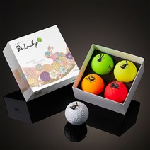 볼빅 흑토끼 행운 클로버 3피스 4구 컬러골프공, 비비드 컬러 4구