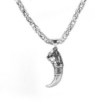 이빨 목걸이 서퍼 남자 클래식 야수 늑대 치아 펜던트 오토바이 스트리트 펑크 액세서리