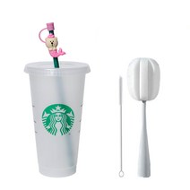 스타벅스 리유저블 콜드컵 710ml+빨대마개+빨대세척솔+텀블러세척솔 세트, 인어베어컵 세트