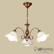 [산본 문화조명] 카리스 도자기 원형 3등 펜던트 식탁등 인테리어조명, 펜던트 + LED 볼구 12W 하얀빛 X 3