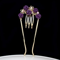 모아콤 보테스틱 sts045 라인 - 장미5송이 (골드) 수공예 머리핀 일본 수출 쉬운 올림머리 반묶음 뒤꽂이 데일리