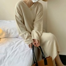 루즈핏 후드 롱니트 원피스