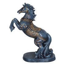 GHSHOP 현대 말 동상 수지 입상 수집 가능한 조각 예술 공예 풍수 홈 테이블 사무실 장식, 파란색