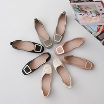 잇슈 스퀘어 골드장식 여성 플랫슈즈(1.5cm) 10623