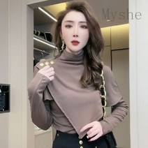 [Myshe]여성 봄 패션 캐주얼 티셔츠 케이프 언발 블라우스 juan302D2