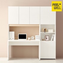 필웰레트라상부책장책상세트1200x600수납형, 화이트문/화이트상판