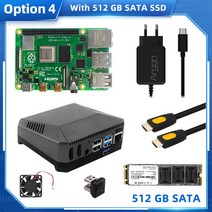 라스베리파이 Rasberry PI 코딩 미니PC 라즈베리 파이 4 모델 B 1 2 8 GB, CN_512G SATA | 4GB RAM