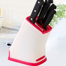 화이트톤의 깔끔한 다용도 칼블럭 6구칼꽂이 칼보관함 칼집 위생 칼꽂이 칼수납, 6구칼꽂이-레드