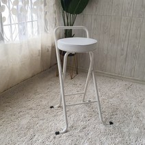 접이식 홈바의자 아일랜드식탁 의자 높은의자 폴딩 체어 스툴 낚시용 캠핑용 카페의자 간이의자 휴대용 의자 철제 원목 체어, [접이식] 흰색 두꺼운 쿠션(높이 65CM)