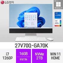 LG 일체형PC 27V70Q-GA70K 윈도우11 27인치 인텔 12세대 사무용 인강용 재택근무용 일체형PC, 16GB, Win11 Home, 2TB