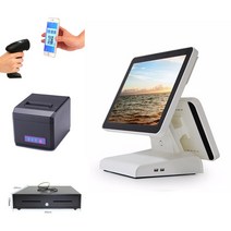 바코드리더기 바코드생성 바코드스캐너 15.6 인치 듀얼 스크린 POS 기계 금전 등록기 80mm 영수증 프린터 바코드 스캐너 및, [02] 58 printer drawer