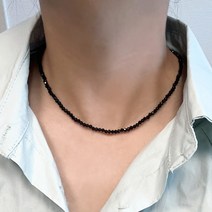 트윈비 원석 크리스탈 블랙 비즈 초커 목걸이