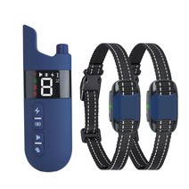 강아지훈련 애견훈련 800m 원격제어 충격 진동 방수 사운드 기능, CHINA, Eu 플러그, Blue for 2 Dogs