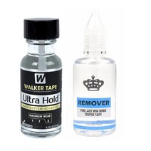 0.5 FLOZ (15ml) 워커 테이프 울트라 홀드 브러쉬 온 액체 본드 헤어 시스템 레이스 가발/뚜껑/폐쇄/수염, 1 접착제 1 리무버