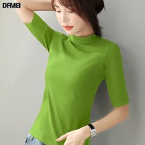 봄가을 반폴라 티셔츠 5부 슬림핏 상의 여중팔 레깅스 반팔 순면 블라우스