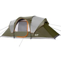 CAMPROS CP Tent 9인용 캠핑 텐트 상단 레인플라이가 있는 방수 방풍 가족 텐트 대형 메시 창 4개 방 칸막이 쉬운 설치 휴대용 가방 포함 - 블루, Olive