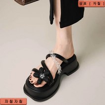 자칠 샌들 꽃장식 여성스트랩샌들 6cm