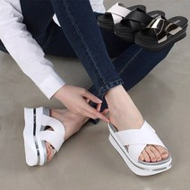 이피탑 7CM 키높이 통굽 크로스 여성 슬리퍼 YA엑스